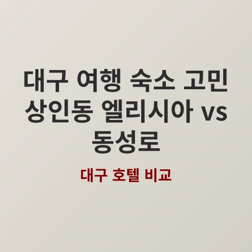 대구 여행 목적에 딱 맞는 맞춤형 숙소 찾기