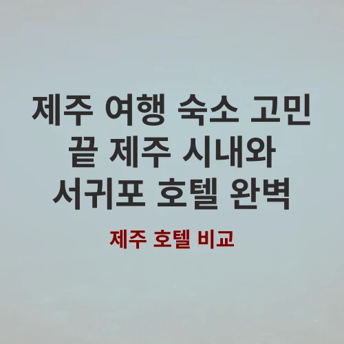 제주 여행 숙소 어디가 좋을까 제주 시내와 서귀포 최고의 호텔 비교