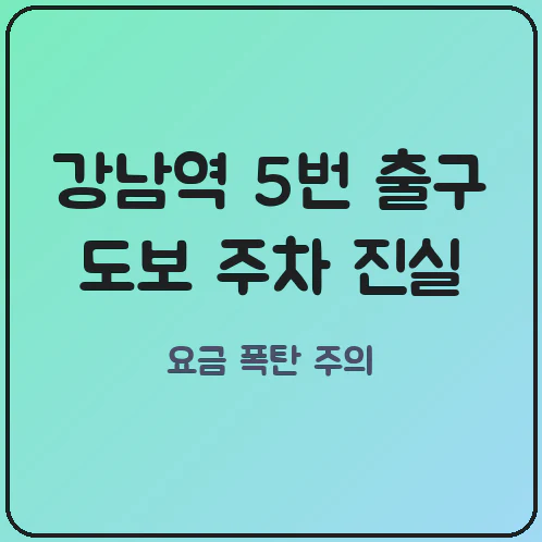 도보 3분의 거짓말! 강남역 5번 출구 공영주차장 차 끌고 갔다가 낭패 보는 이유