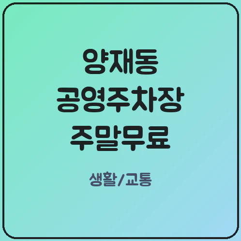 주말 양재꽃시장 가기 전 필수! 서초구 양재동 공영주차장 주차비 0원으로 해결하는 법